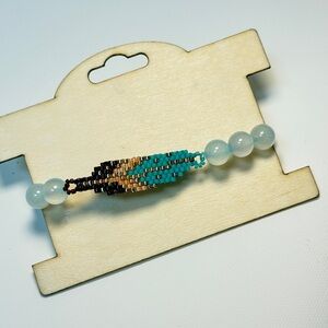 Handmade natural gemstone and seed beads bracelet
